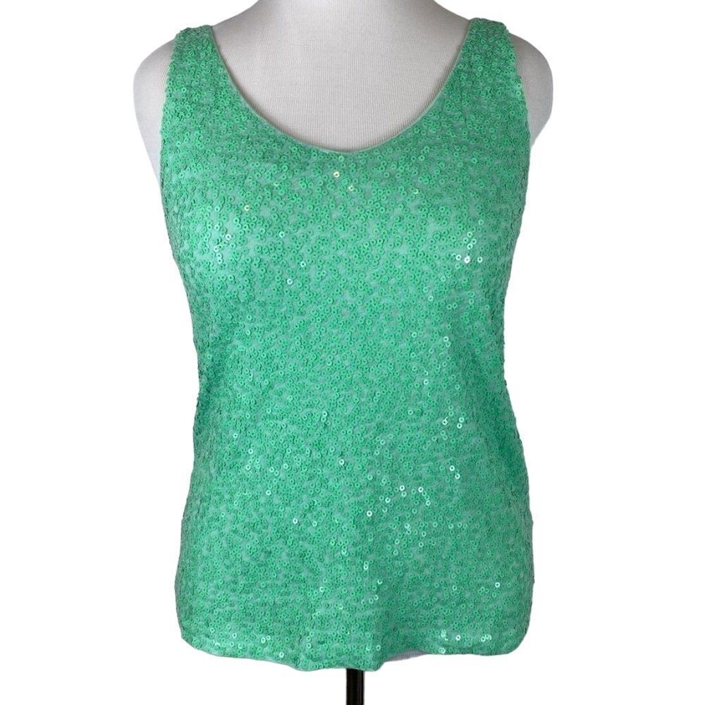 J. Crew seafoam green sequin tank- size M